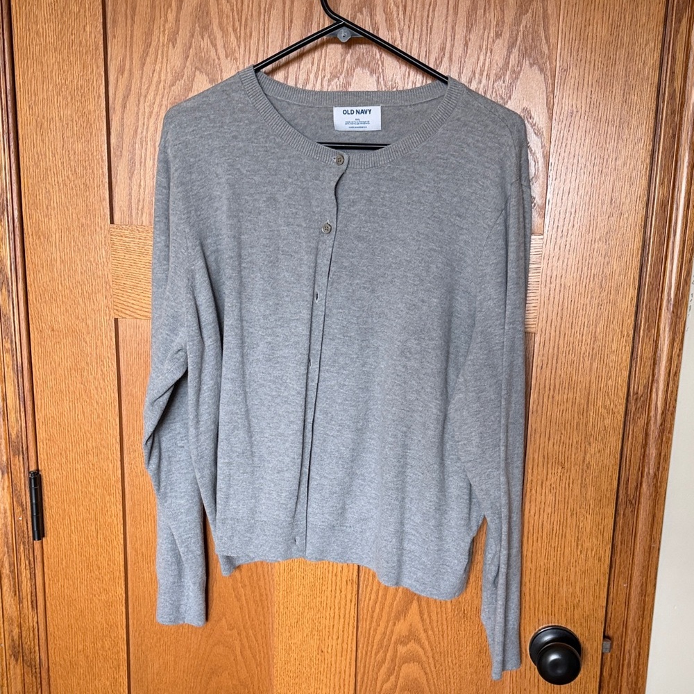 Old Navy Heather Gray Button-Up Cardigan